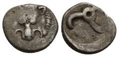 GREEK DYNASTS OF LYCIA. Trbbenimi, circa 390-370 BC. 1/3 Stater (Silver, 13mm, 2.6 g). Facing lion's scalp. Rev. Triskeles.
