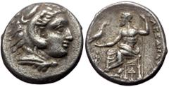 Greek Kings of Macedon, Alexander III 'the Great', AR Drachm, (Silver, 4.02 g 21 mm), 336-323 BC. Lampsakos. Kings of Macedon, Alexander III 'the Great', AR Drachm, (Silver, 4.02 g 21 mm), 336-323 BC.
