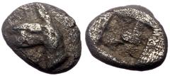 Greek Ionia, Phokaia, AR Tetartemorion, (Silver,0.23 g 6 mm), Circa 521-478 BC. Ionia, Phokaia, AR Tetartemorion, (Silver,0.23 g 6 mm), Circa 521-478 BC. Obv:Head of griffin left. Rev:Incuse punch. Re