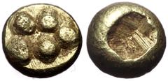 Greek Kings of Lydia, Time of Alyattes to Kroisos, EL 1/24 Stater, (Electrum, 0.63 g 5 mm), Circa 620/10-550/39 BC. Sardes. Kings of Lydia, Time of Alyattes to Kroisos, EL 1/24 Stater, (Electrum, 0.63