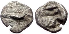 Greek Mysia, Kyzikos, AR Tetartemorion,(Silver,0.20 g 6 mm),Circa 550-480 BC. Mysia, Kyzikos, AR Tetartemorion,(Silver,0.20 g 6 mm),Circa 550-480 BC. Obv: Tunny fish left Rev: Quadripartite incuse squ