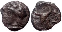 Greek Mysia, Kyzikos, AR Hemiobol, (Silver, 0.31 g 7 mm),Circa 410-400 BC. Mysia, Kyzikos, AR Hemiobol, (Silver, 0.31 g 7 mm),Circa 410-400 BC. Obv: Head of Attis left, wearing Phrygian cap; below, tu