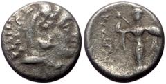Greek Mysia, Pergamon, AR Diobol, (Silver, 1.21 g 10 mm), Circa 310-282 BC. Mysia, Pergamon, AR Diobol, (Silver, 1.21 g 10 mm), Circa 310-282 BC. Obv: Head of Herakles right, wearing lion skin. Rev: [