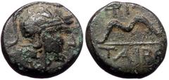 Greek Kings of Pergamon, Pergamon, Philetairos, AE, (Bronze,2.13 g 12 mm), 282-263 BC. Kings of Pergamon, Pergamon, Philetairos, AE, (Bronze,2.13 g 12 mm), 282-263 BC. Obv:Head of Athena to right, wea