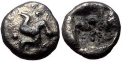Greek Pamphylia, Aspendos, AR Hemiobol, (Silver, 0.73 g 9mm), 5th century BC. Pamphylia, Aspendos, AR Hemiobol, (Silver, 0.73 g 9mm), 5th century BC. Obv:Triskeles to right. Rev: Quadripartite incuse 