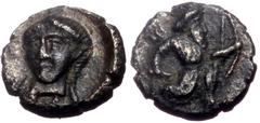 Greek Persia, Achaemenid Empire, AR Tetartemorion, (Silver, 0.18 g 5 mm), Time of Artaxerxes II to Darius III, 375-330 BC. Persia, Achaemenid Empire, AR Tetartemorion, (Silver, 0.18 g 5 mm), Time of A