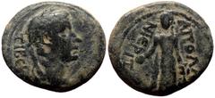 Roman Provincial Lydia, Apollonoshieron AE (Bronze, 3,63g, 17mm) Tiberius (14-37) Lydia, Apollonoshieron AE (Bronze, 3,63g, 17mm) Tiberius (14-37) Obv: ΤΙΒƐΡΙΟϹ ΚΑΙϹΑΡ; laureate head of Tiberius, r. R