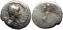 Roman Provincial Cappadocia, Caesarea. Hadrian. AR, Hemidrachm. (Silver, 1.32 g. 14 mm.) 117-138 AD. Cappadocia, Caesarea. Hadrian. AR, Hemidrachm. (Silver, 1.32 g. 14 mm.) 117-138 AD. Obv: Bust of Ha