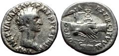 Roman Imperial Nerva (96-98). AR, Denarius. (Silver, 2.92 g. 18 mm.) Rome. Nerva (96-98). AR, Denarius. (Silver, 2.92 g. 18 mm.) Rome. Obv: MP NERVA CAES AVG P M TR P COS III P P. Head of Nerva, laure