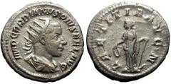 Roman Imperial Gordian III (238-244). AR, Antoninianus. (Silver, 4.94 g. 22 mm.) Rome. Gordian III (238-244). AR, Antoninianus. (Silver, 4.94 g. 22 mm.) Rome. Obv: IMP GORDIANVS PIVS FEL AVG. Bust of 