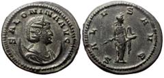 Roman Imperial Salonina (254-268) AE, Antoninianus. (Bronze, 3.59 g. 21 mm.) Rome. Salonina (254-268) AE, Antoninianus. (Bronze, 3.59 g. 21 mm.) Rome. Obv: SALONINA AVG. Bust of Salonina, diademed, dr