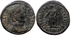 Roman Imperial Helena (324-329) AE, Follis. (Bronze, 3.01 g. 19 mm.) Antioch. Helena (324-329) AE, Follis. (Bronze, 3.01 g. 19 mm.) Antioch. Obv: FL HELENA AVGVSTA. Bust of Helena, wearing necklace an