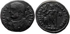 Roman Imperial Licinius (308-324). AE, Follis. (Bronze, 3.68 g. 18 mm.) Antioch. Licinius (308-324). AE, Follis. (Bronze, 3.68 g. 18 mm.) Antioch. Obv: IMP LICINIVS AVG. Laureate and draped bust left,