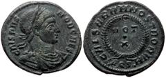 Roman Imperial Crispus as Caesar (316-326). AE, Follis. (Bronze, 2.32 g. 19 mm.) Uncertain mint. Crispus as Caesar (316-326). AE, Follis. (Bronze, 2.32 g. 19 mm.) Uncertain mint. Obv: CRISPVS NOB CAES