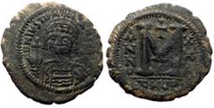 Byzantine Justinian I, AE, Follis (Bronze, 18.80 g. 34 mm.) Theoupolis (Antioch). 527-565 AD. Justinian I, AE, Follis (Bronze, 18.80 g. 34 mm.) Theoupolis (Antioch). 527-565 AD. Obv: D N IVSTIN[IANVS 