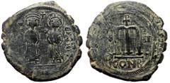 Byzantine Phocas and Leontia, AE, Follis (Bronze, 12.27 g. 22 mm.) Constantinople. 602-610 AD. Phocas and Leontia, AE, Follis (Bronze, 12.27 g. 22 mm.) Constantinople. 602-610 AD. Obv: [∂ N FOCA NЄ PЄ