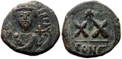 Byzantine Phocas. AE, Half Follis. (Bronze, 6.74 g. 20 mm.) Constantinople, 602-610 AD. Phocas. AE, Half Follis. (Bronze, 6.74 g. 20 mm.) Constantinople, 602-610 AD. Obv: [DN FOCA] PERP AVG, crowned a