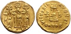 Byzantine Heraclius, Heraclius Constantine and Heraclonas, AV, Solidus (Gold, 4.48g, 19mm) Constantinople. 610-641 AD. Heraclius, Heraclius Constantine and Heraclonas, AV, Solidus (Gold, 4.48g, 19mm) 