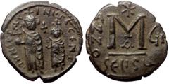 Byzantine Heraclius and Heraclius Constantine, AE Follis (Bronze, 11.21 g. 29 mm.) Seleucia Isauriae. 610-641 AD. Heraclius and Heraclius Constantine, AE Follis (Bronze, 11.21 g. 29 mm.) Seleucia Isau