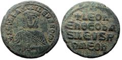 Byzantine Leo VI. AE, Follis. (Bronze, 7.17 g. 26 mm) Constantinople. 886-912 AD. Leo VI. AE, Follis. (Bronze, 7.17 g. 26 mm) Constantinople. 886-912 AD. Obv: LEON bASILEVS ROM. Crowned bust facing wi