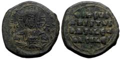 Byzantine Anonymous. Class A2. Basil II and Constantine VIII, AE, Follis. (Bronze, 17.34 g. 30 mm.) Constantinopole. Anonymous. Cl Anonymous. Class A2. Basil II and Constantine VIII, AE, Follis. (Bron