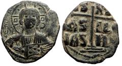 Byzantine Anonymous. Class B. Romanus III, AE, Follis. (Bronze, 7.37 g. 28 mm.) Constantinople. Anonymous. Class B. 1028-1034 AD. Anonymous. Class B. Romanus III, AE, Follis. (Bronze, 7.37 g. 28 mm.) 