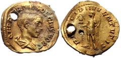 Roman Imperial *Very rare* Herennius Etruscus (Caesar, 249-251) AV Aureus (Gold, 3.57g, 19mm) Rome. Obv: Q HER ETR MES DECIVS NOB C, Bare-headed and draped bust of Herennius Etruscus to right, seen fr