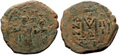 Byzantine coins Heraclius with Heraclius Constantine (610-641) AE Follis (Bronze, 31mm, 10.87g) Constantinople, Dated RY 3 (613). Obv: Heraclius, on left, and Heraclius Constantine, on right, standing