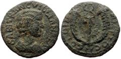 Roman Provincial coins Pisidia, Antioch AE (Bronze, 3.63g, 20mm) Tranquillina (Augusta, 241-244) Obv: SABI TRANCVLLIANAE AV, Draped bust right. Rev: ANTIOCH COLONS / S - R, Caduceus between crossed co