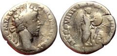 Roman Imperial coins Commodus (177-192) AR denarius (Silver, 17mm, 2.51g) Rome, 183-184. Obv: M COMMODVS-ANTON AVG PIVS, laureate head of Commodus right Rev: P M TR P VIIII•IMP VI COS IIII P•P, Victor
