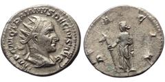 Roman Imperial coins Trajanus Decius (249-251). AR, Antoninianus. (Silver, 3.66g, 20mm) Rome. Obv: IMP C M Q TRAIANVS DECIVS AVG. Bust of Trajan Decius, radiate, draped, cuirassed, right. Rev: DACIA. 