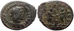 Roman Imperial coins Carinus (283-285) AE Antoninianus (Bronze, 4.03g, 24mm) Antioch, 282-283. Obv.: IMP C M AVR CARINVS NOB C, Radiate, cuirassed bust r. Rev.: VIRTVS AVGG / B / XXI, Prince, parazoni