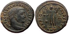 Roman Imperial coins Maximinus II Daia (310-313) AE Follis (Bronze, 5.38g, 23mm) Antioch, 312. Obv: IMP C GAL VAL MAXIMINVS P F AVG, laureate head to right Rev: GENIO AVGVSTI, Genius standing to left 