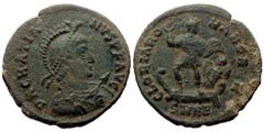 Roman Imperial coins Gratian (367-383). AE. (Bronze, 4.27 g. 22mm.) Heracleia. Obv: D N GRATIANVS P F AVG. Diademed, helmeted, draped and cuirassed bust right, holding spear. Rev: GLORIA ROMANORVM, SM