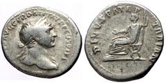 Roman Imperial Coins Trajan, with Trajan Pater, (98-117) AR Denarius (Silver, 3.31g, 20mm) Rome, 112-113. Obv: IMP TRAIANVS AVG GER DAC P M TR P COS VI P P, Laureate bust of Trajan right, slight drape