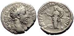 Roman Imperial Coins Commodus (177-192) AR Denarius (Silver, 2.84g, 18mm) Rome Obv: M COMMODVS ANTON AVG PIVS, Laureate head of Commodus right. Rev: P M TR P VIIII IMP VI COS IIII P P, Felicitas stand