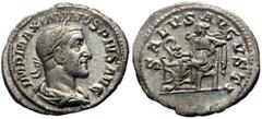Roman Imperial Coins Maximinus Thrax (235-238) AR Denarius (Silver, 3.48g, 20mm) Rome Obv: IMP MAXIMINVS PIVS AVG, laureate, draped and cuirassed bust right Rev: SALVS AVGVSTI, Salus seated left, feed