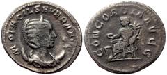 Roman Imperial Coins Otacilia Severa (244-249) AR Antoninianus (Silver, 2.03g, 23mm) Roma (Rome). Obv. M OTACIL SEVERA AVG, draped bust on crescent right. Rev. CONCORDIA AVGG, Concordia seated left, h