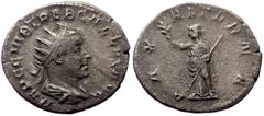 Roman Imperial Coins Trebonianus Gallus (251-253) AR Antoninian (Silver, 2.55g, 22mm) Rome Obv: IMP C C VIB TREB GALLVS AVG, radiate, draped and cuirassed bust right Rev: PAX AETERNA, Pax standing lef