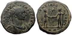 Roman Imperial Coins Tacitus (275-276) AE Antoninianus (Bronze, 22mm, 4.32g) Tripolis, 275. Obv: IMP C M CL TACITVS P F AVG, radiate, draped and cuirassed bust of Tacitus right Rev: PROVIDENTIA DE–ORV