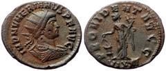 Roman Imperial Coins Numerian (283-284) Antoninianus (Bronze, 22 mm, 3.88g) Ticinum, 283-284. Obv: IMP NVMERIANVS P F AVG Radiate, draped and cuirassed bust of Numerian to right, seen from behind. Rev