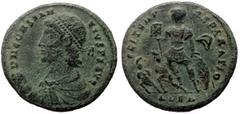 Roman Imperial Coins Constantius II (337-361) AE Follis (Bronze, 3.99g, 20mm) Alexandria, A = 1st officina, 348-350. Obv: D N CONSTANTIVS P F AVG Laurel and rosette diademed, draped and cuirassed bust