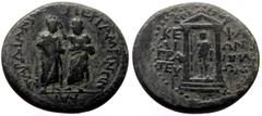 Roman Provincial Mysia, Pergamum AE (Bronze, 4.90g. 21mm) Augustus (27 BC - 14 AD) Magistrate: Kephalion (grammateus), Issue: Augustus, Gaius and Lucius Caesars (c. AD 1 (?)) Obv: ΠΕΡΓΑΜΗΝΩΝ ΚΑΙ ΣΑΡΔΙ