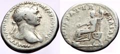 Roman Imperial Trajan (98-117) AR Denarius (Silver, 3.34g, 19mm) Rome, 112-113. Obv: IMP TRAIANVS AVG GER DAC P M TR P COS VI P P, Laureate head of Trajan to right, with slight drapery on his left sho