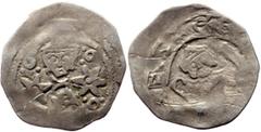 Medieval Germany, Regensburg (Bistum) Konrad IV von Frontenhausen und Teisbach (Konrad von Lechsgemünd). 1204-1226. AR Pfennig (Silver, 0.76g, 18mm) Obv: Half-length facing bust set on arcade of fout 