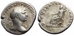 Roman Imperial Trajan (98-117) AR Denarius (Silver, 3.07g, 19mm) Rome, 112-113. Obv: IMP TRAIANVS AVG GER DAC P M TR P COS VI P P, Laureate head of Trajan to right, with slight drapery on his left sho