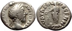 Roman Imperial Marcus Aurelius (161-180) AR Denarius (Silver, 2.85g, 19mm) Rome, 170-171. Obv: IMP M ANTONINVS AVG TR P XXV, laureate head of Marcus Aurelius right Rev: VOTA SOL-DECENN, Marcus Aureliu