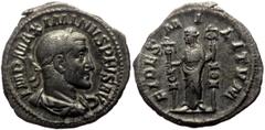Roman Imperial Maximinus I Thrax (235-238) AR Denarius (Silver, 3.18g, 20mm) Rome, 236. Obv: IMP MAXIMINVS PIVS AVG Laureate, draped and cuirassed bust of Maximinus I to right, seen from behind. Rev: 