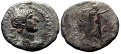 Roman Provincial Cappadocia, Caesarea AR Hemidrachm (Silver, 1.86g, 15mm) Hadrian (117-138) AR Hemidrachm (14mm, 1.64 gm, 12h). Dated RY 5 (121/2 AD). AVTO KAIC TPAI AΔPIANOC CEBACT, laureate, draped,