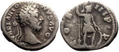 Roman Imperial *Never recorded by acsearch, just 9 specimens known to OCRE* Marcus Aurelius (161-180) AR Denarius (Silver, 2.72g, 19mm) Rome, 176 - 180 Obv: M ANTONINVS AVG: Head of Marcus Aurelius, l